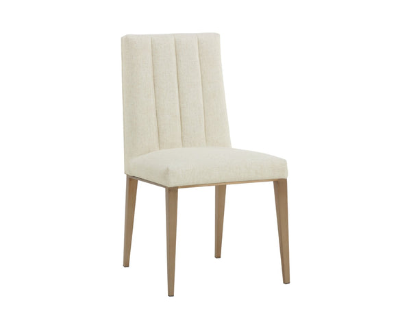Sunpan WILBUR Dining Chair - Stylish Geralt Linen Upholstery with Channel Tufting & Metal Accents for Elegance 112278