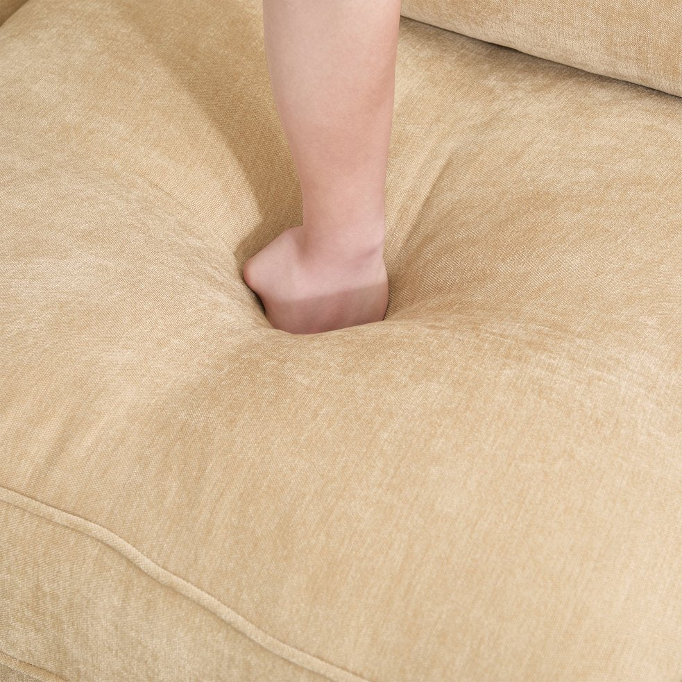 English Elm Sofa RSF Velvet Wheat Chenille with Hidden Storage, Crescent Design, Piped Edges, Modern Nordic Appeal W3041P293491