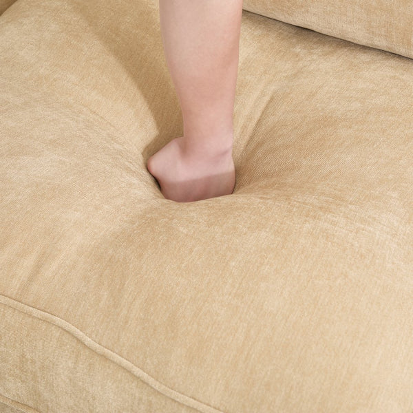 English Elm Sofa RSF Velvet Wheat Chenille with Hidden Storage, Crescent Design, Piped Edges, Modern Nordic Appeal W3041P293491