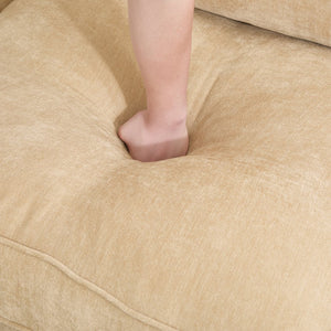 English Elm 2-Seater Chenille Sofa With Movable Storage Footstool - Cozy Wheat Upholstery & Elegant Design W3041S00173