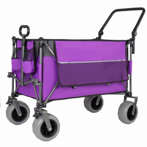 English Elm Multi-functional Folding Wagon with Canopy All Terrain Tires 480lb Steel Frame Outdoor Purple W2932P417650