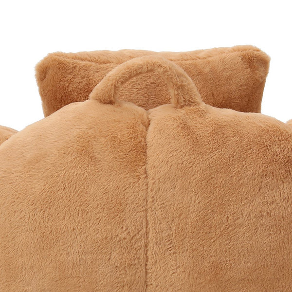 English Elm Giant Foam-Filled Bean Bag Chair with Footstool, Shell-Shaped Faux Fur Sofa for Gaming Reading уют khaki W2677P306796