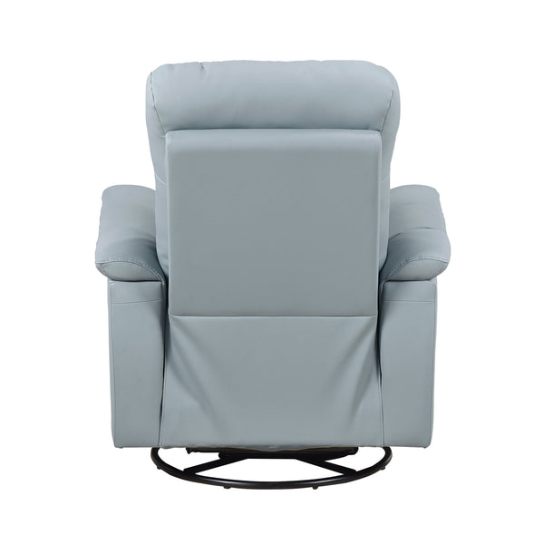 English Elm Blue Leather Swivel Glider Recliner Chair - Top Grain Match Leather, Plush Padding, 360° Comfort Recliner B011P329276