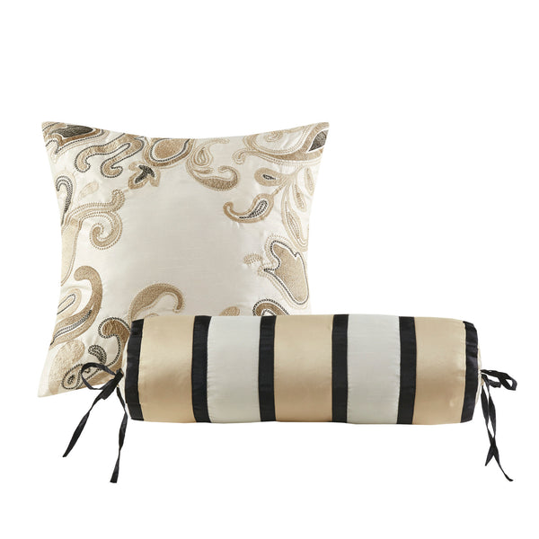 English Elm 5 Piece Aubrey Reversible Jacquard Bedspread Set King with Paisley Motif, Gold Sheen, Quilted Elegance Black 22.83 L x 18.11 W x 8.27 H B03597642