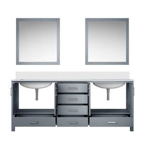 English Elm Dark Grey Double Bath Vanity 80 in W x 22 in D with Cultured Marble Top, Soft-Close Storage & Mirror B2731S00894