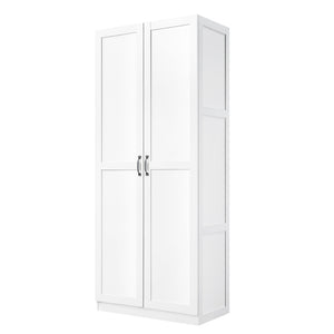 English Elm Cornelia Modern Storage Closet 2.0 White — Tall MDF Cabinet, 4 Adjustable Shelves, Soft-Close Doors B365P398549