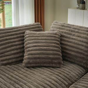 English Elm Modern Curved Sectional Sofa Tufted Corduroy L Shape for Living Room Apartment Dark Brown W2339S00163