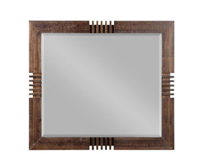 English Elm Andria Rustic Reclaimed Oak Finish Mirror with Beveled Glass, Polished Nickel Legs & Silver Hardware B2726P257351