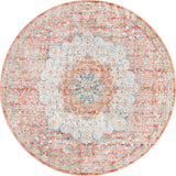 Unique Loom Newport Elms Machine Made Medallion Rug Red, Ivory/Light Blue/Terracotta/Rust Red 7' 1" x 7' 1"