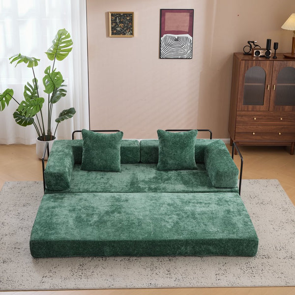 English Elm Floor Couch - Versatile Convertible Futon Sofa Bed With Pillow Back Support, Chenille Comfort & Style W3723P343693