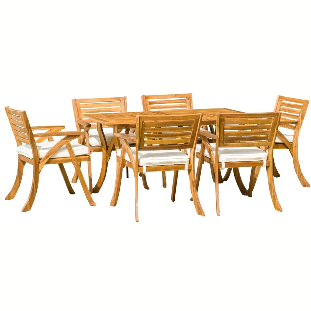 English Elm Helen Outdoor Acacia Hardwood Dining Chairs Curved Slat Back Patio Set of Two 54555.00TEA6_57488.00