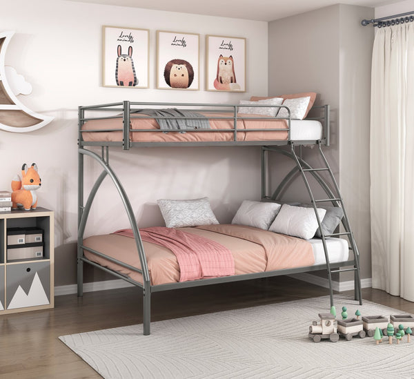 English Elm Gray Metal Twin-Over-Full Bunk Bed with Modern Lines, Space-Saving Youth Bedroom Centerpiece, Easy Assembly Gray 77 L x 60.25 W x 7.25 H B011P248591