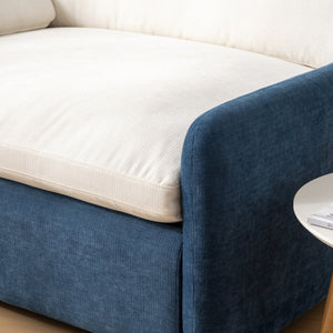 English Elm 50*43" Oversized Chenille Armchair Deep Lounge Seat Modern Minimalist Living Room Chair Blue+Cream N723S5042C