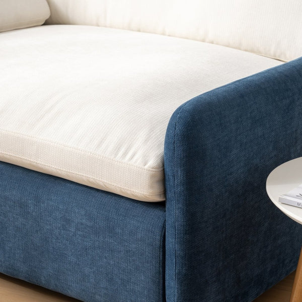 English Elm 50*43" Oversized Chenille Armchair Deep Lounge Seat Modern Minimalist Living Room Chair Blue+Cream N723S5042C