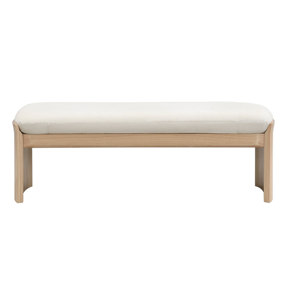 English Elm Christopher Knight Home® - 51.5 Beige Rubber Wood Footstool - 51" Long Solid Wood Ottoman with Soft Cushion, Durable, Versatile Decor N769P257316A