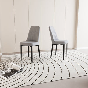 English Elm A Set Of 2 Modern Grey Dining Chairs With Pu Leather, Thick Cushions & Sturdy Black Metal Legs W2189140246