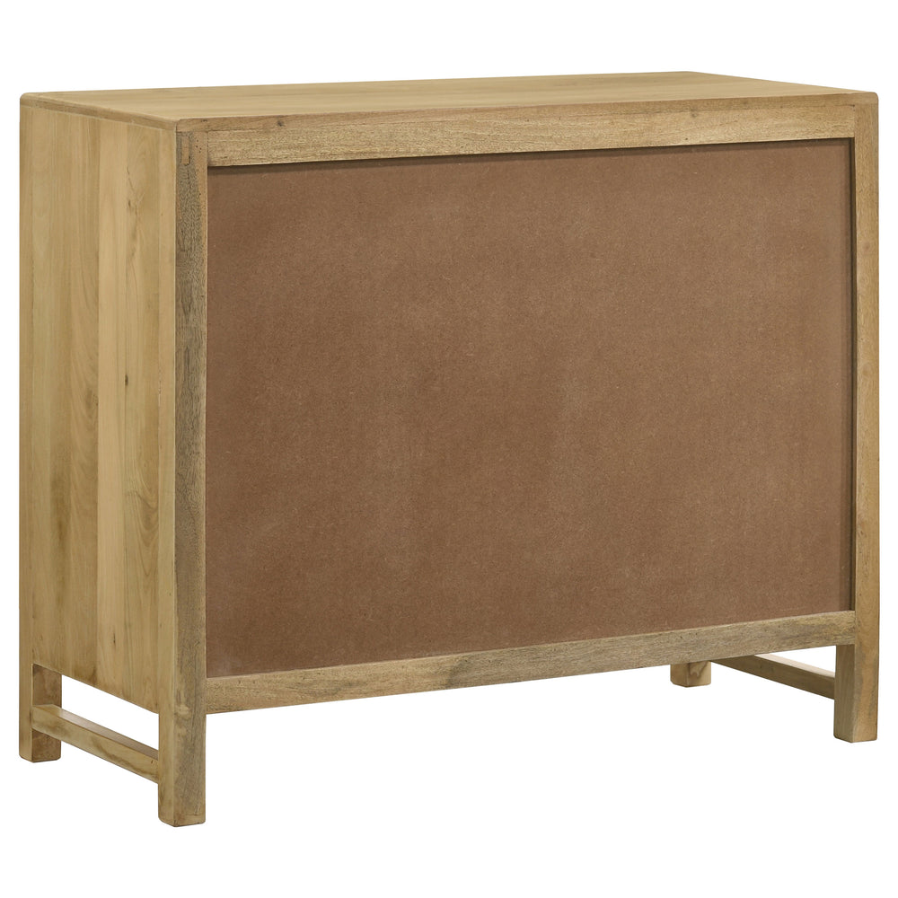 English Elm Henley Natural Mango Wood 2-Door Accent Cabinet with Rustic Cane Doors, Antique Brass Knobs, Storage - Island-Inspired 38"W x 32"H x 16"D B062P350431