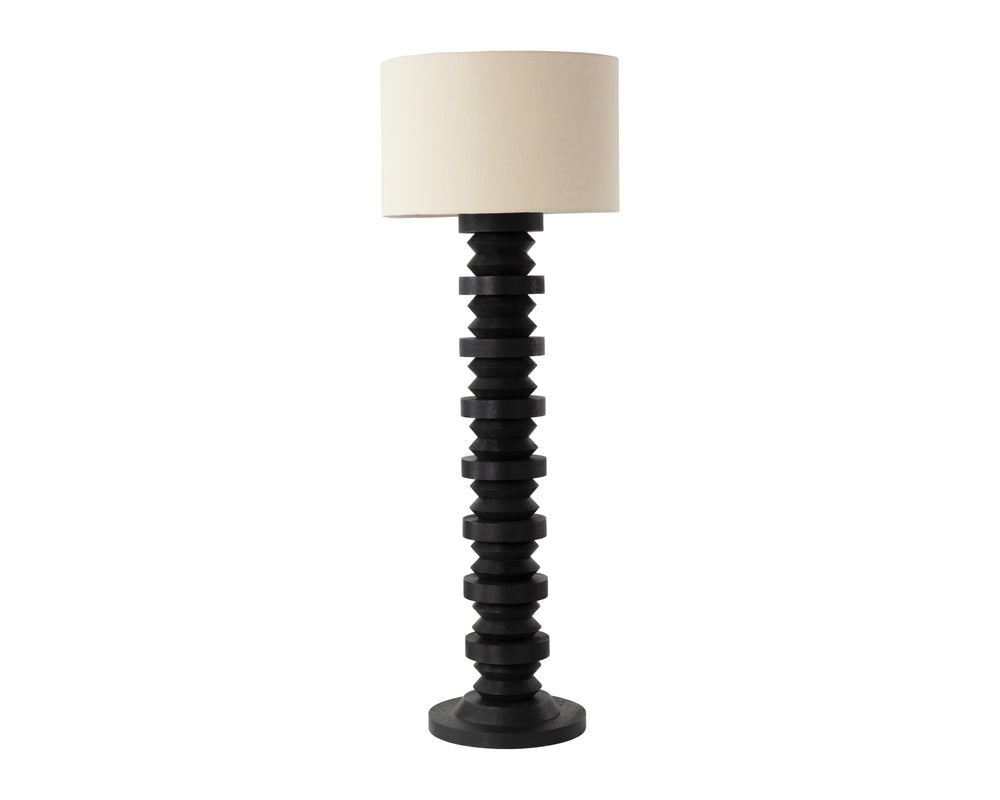 Sunpan Capo Floor Lamp - Elegant Wood Base with Stylish Finish, Perfect for Modern Home Décor & Lighting Black