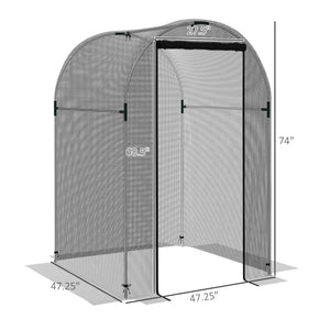 English Elm Plant Cage Galvanized Steel Garden Enclosure with Hdpe Mesh and Zippered Walk-in Door T3971P423118