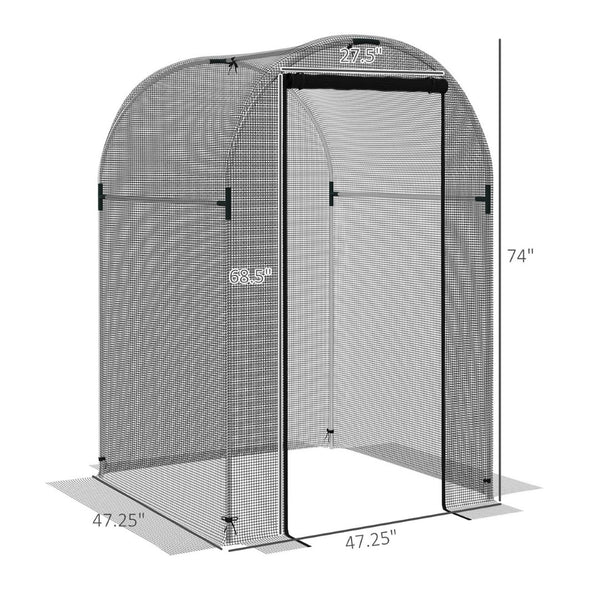 English Elm Plant Cage Galvanized Steel Garden Enclosure with Hdpe Mesh and Zippered Walk-in Door T3971P423118
