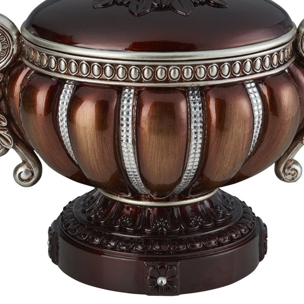 English Elm 11.5" Tall Delicata Decorative Jewelry Box – Elegant Reddish Bronze With Silver Accents & Gem Detail B072116374