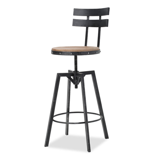 English Elm Christopher Knight Home® - SWIVEL Industrial Barstool Black Metal Frame with Natural Wood Seat, Adjustable Swivel Comfort 67371.00