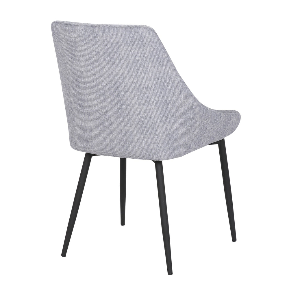 English Elm Diana Corduroy Accent Chair Set of 2 in Grey with Black Metal Legs — Contemporary Cushioned Dining Seats B202P223493