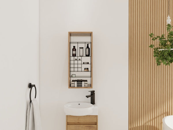 English Elm 12'' 12 Inch Wall Mounted Mirrored Bathroom Cabinet Plywood Build with Removable Organizer Insert W999P470290