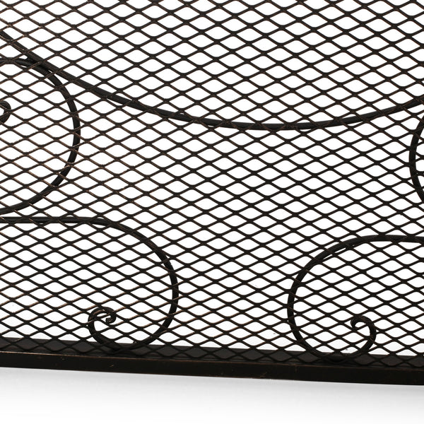 English Elm Christopher Knight Home® - FIREPLACE Black+Gold Iron Screen 40x34.25 Decorative Mesh Guard — Stylish Heat Shield & Spark Barrier 67717.00BBGLD