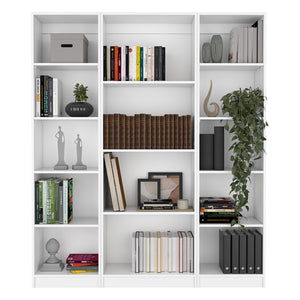 English Elm Davie Modern 3-Piece Home Bookcase Set with 14 Spacious Shelves, Slim XS Units for Stylish Storage White 41 L x 28 W x 5 H B200S00346
