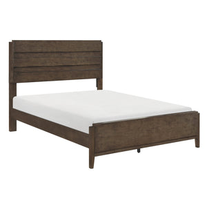 English Elm Classic Elegant Queen Bed with Rich Warm Finish, Solid Rubberwood Frame, Sturdy Slatted Headboard and Footboard, Timeless Panel Design Dark Walnut 84.75 L x 6.5 W x 4 H B011S01722