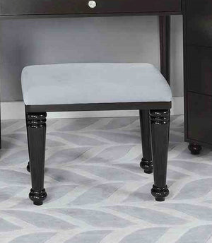 English Elm Glam Elegant Vanity Set with LED Mirror, Plush Stool, Ample Storage, Felt-Lined Drawers, Chic Finish Grey Mix 34 L x 19 W x 31 H B2741S00677