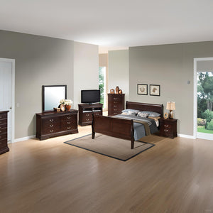 English Elm Louis Phillipe G3125A-Qb Queen Bed - Elegant Sleigh Design In Warm Cappuccino Finish For Timeless Charm B078S00316