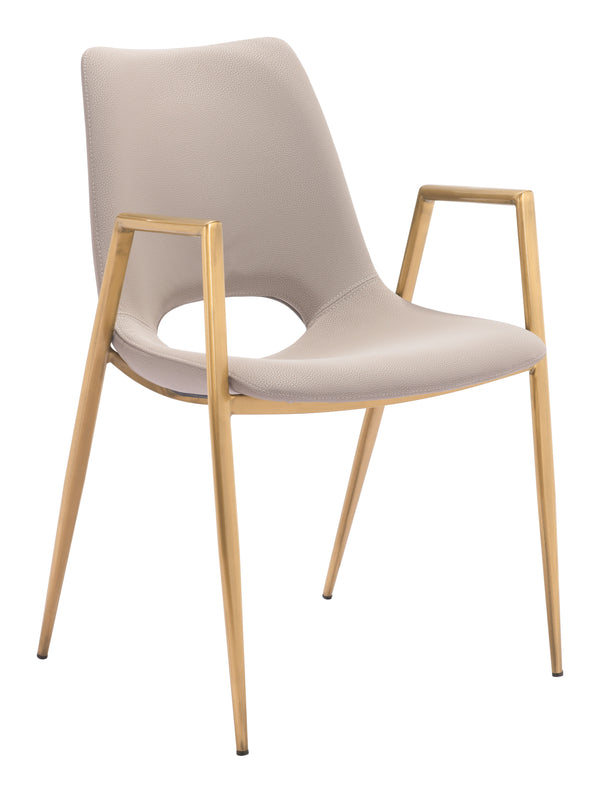 Desi Dining Chair - Set of 2 Beige & Gold 109731 Zuo Modern