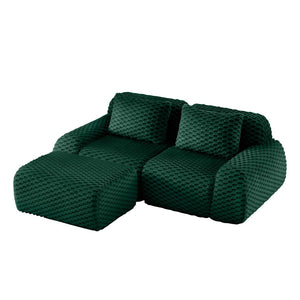 English Elm 82" Modular L-shaped Sectional Sofa Flannelette Upholstered with Movable Ottoman Living Room Green W714S01524