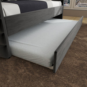 English Elm MODERN Twin Daybed with Trundle in Black Velvet Upholstery, Gold Accents, Space-Saving Guest Bed W1867S00012