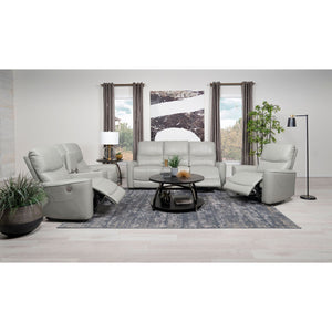 English Elm Ashland Dove Grey Leatherette Power Reclining Sofa with USB Port, Plush Attached Cushions, Modern Comfort (94) B062P353259