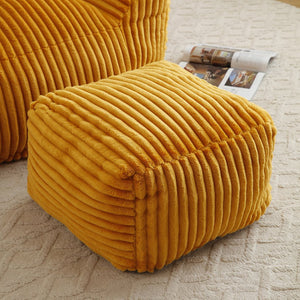 English Elm Giant Plush Bean Bag Chair with Armrests and Footstool for Ultimate Comfort, Durable Corduroy Lounge Sofa Yellow W1117P309392