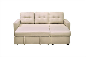 English Elm Convertible L-Shaped Sectional Sleeper Sofa Bed with Pull-Out Guest Bed, Space-Saving Modern Comfort Beige B2735S00016