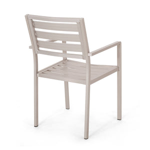 English Elm Christopher Knight Home® - Outdoor Modern Aluminum Dining Chair Set of 2 — Silver Outdoor Patio Seating, Sleek Slatted Comfort, Weather-Resistant Design 70340.00