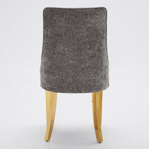 English Elm Rayon Channel-Back Chenille Dining Chairs Set Of 2 - Plush Upholstered Accent Chairs With Gold Legs W1143P293314-GIGA