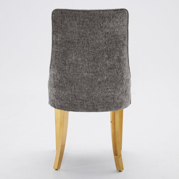 English Elm Rayon Channel-Back Chenille Dining Chairs Set Of 2 - Plush Upholstered Accent Chairs With Gold Legs W1143P293314-GIGA