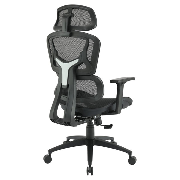 OSP Home Furnishings Mesh Back Ergonomic Manager Chair with Lumbar Support Headrest and Adjustable Armrests EMM98958HR-3