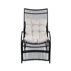 English Elm Christopher Knight Home® - 3 Piece Wicker Patio Set with Cloud-Like Cushions, Acacia Top Table, Rust-Resistant Steel Frame Beige+Black N780P209442B