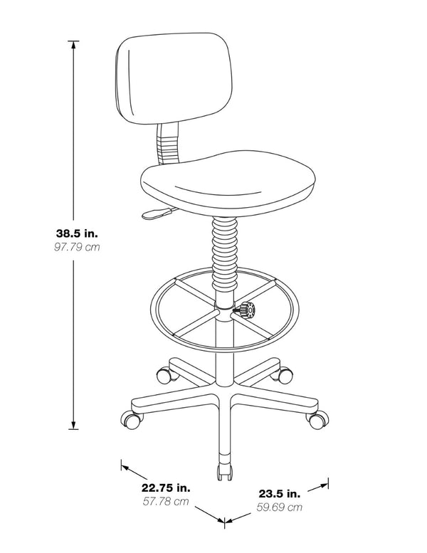 OSP Home Furnishings Sculptured Vinyl Drafting Chair Ergonomic Adjustable Seat for Lab or Tall Workstation Use DC517V