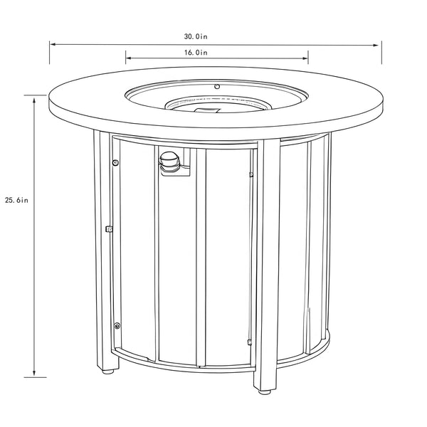 English Elm 30" 30inch Propane Fire Pit Table 50,000 BTU Steel Frame Wood Grain Ceramic Top Outdoor Patio W853P301524