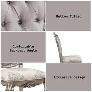 English Elm Ariadne Light Gray Velvet Side Chairs Set of 2 — Button Tufted Padded Seats, 3" Foam, Antique Platinum Finish B2726P338701