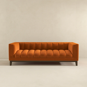 English Elm Ashcroft Furniture - Melissa Mid-Century Orange Velvet Modern Sofa