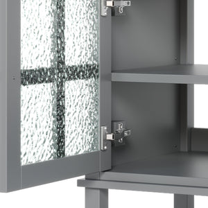 English Elm Christopher Knight Home® - 36" Bathroom Vanity with Ceramic Sink, Solid Wood Legs, Waterproof Finish, Soft-Close Hinges, Open Shelf, Silver Knobs Gray N817P286249G