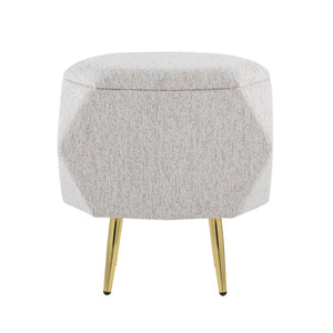 English Elm Ottoman Upholstered Storage Footrest with Metallic Legs for Living Room Bedroom Light Grey B202P471508